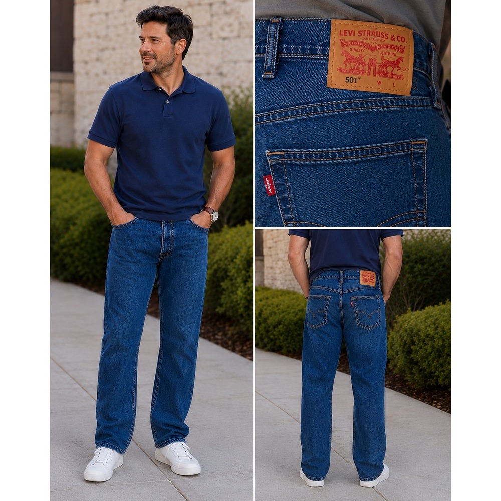 Levi's 501 Original Button Fly Straight Leg Jeans 42x36 New Classic Denim